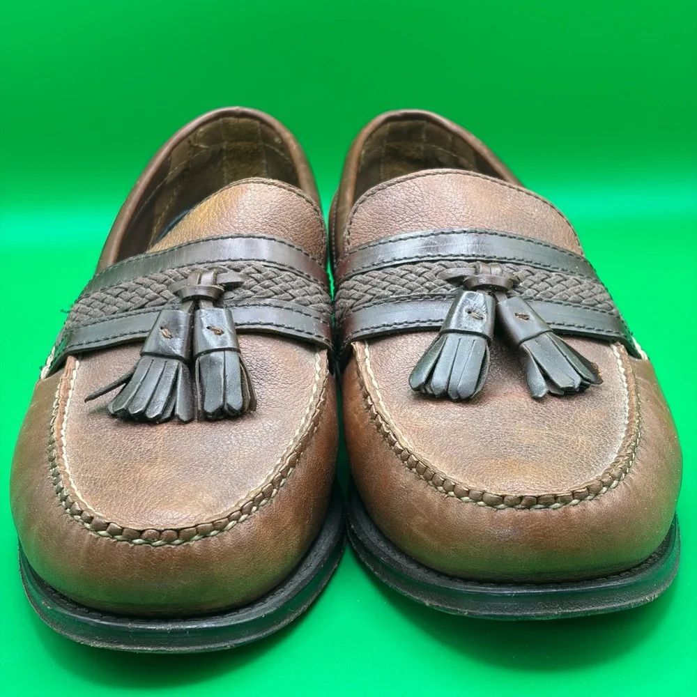 VTG 90s Neil M Kiltie Tassel Loafers Mens 10 Brown Leather USA Made Dress Shoes
